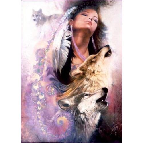 Woman and Wolf Sewing kit Top Quality Embroidery Needlework 14CT Unprinted Art Cross Stitch Kits DIY Handmade Decor