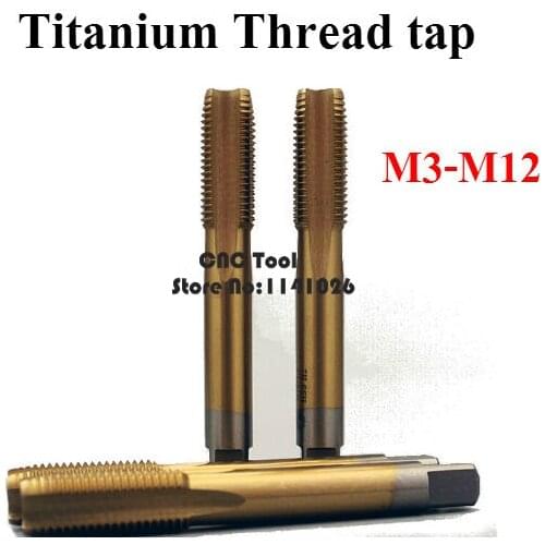 New 10PCS M3/M4/M5/M6/M8/M8*1/M10/M10*1/M12*1/M12*1.5 coating Titanium straight groove Machine Screw Thread Metric Plug Tap