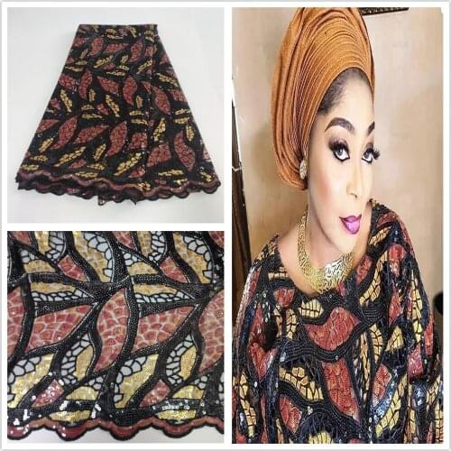 2021 New Arrival African Double Organza Lace Fabric With Seequins Fashion French Sequins Lace Fabric Online JY019