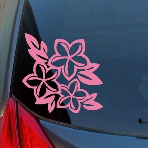 Plumeria Cluster vinyl sticker decal lei flowers tree leaves Hawaii hula 808 HI