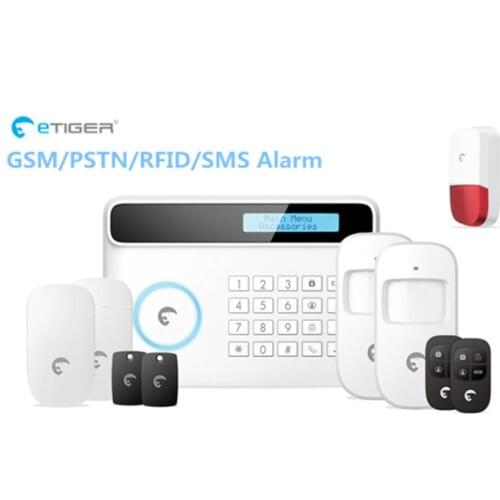 Free Shipping Etiger S4 GSM Alarm System Home Security Protection Alarm system with Outdoor Strobe flash Siren