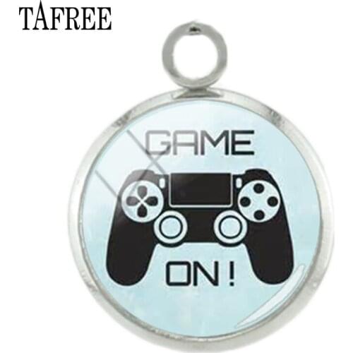 TAFREE Game Controller Photo Glass Dome Pendant Accessory Antique Bronze Plated Jewelry For DIY Erring Jewelry H601