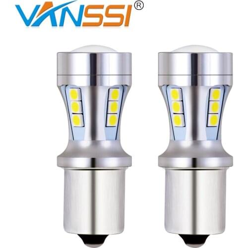 VANSSI 2Pcs Ba15s P21W Car LED Turn Signal Light Bulbs Products White Auto Day Time Running Lamp Bau15s PY21W 1156 Brake Lamp