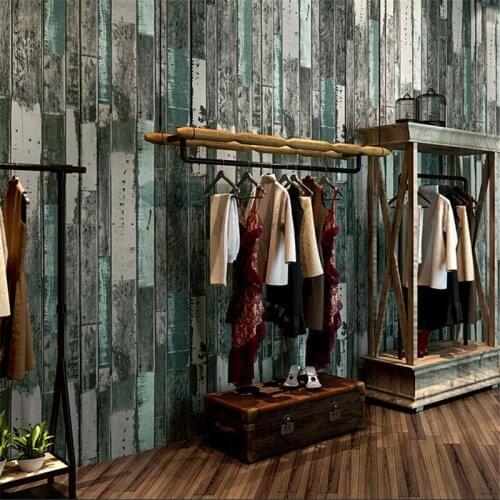 WELLYU Retro nostalgic imitation wood grain wallpaper bar restaurant industrial wind hairdressing clothing store wallpaper