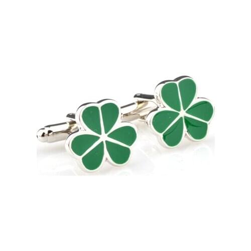 Green Three Leaf Clover Cufflink Cuff Link 15 Pairs Wholesale Free Shipping