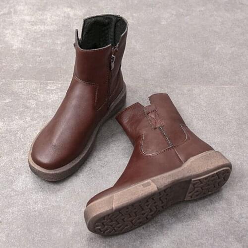 Womens solid color square pu leather low heel shoes zipper side warm suede round snow boots and snow boots 2019