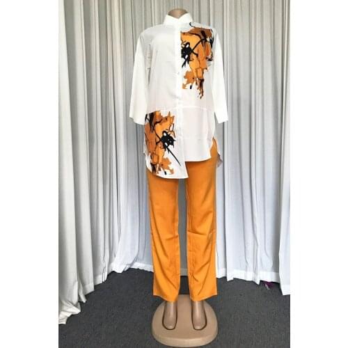 2020 Summer Fashion African Women Two Pieces Sets Top and Pant African Print Suit American Clothing African Clothing
