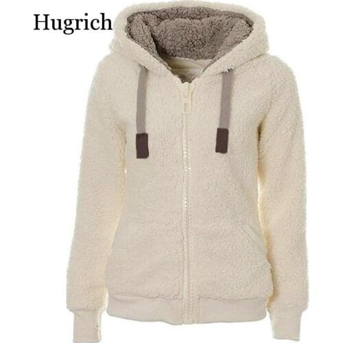 Winter Fleece Sweater Fluffy Thick Hooded Warm Zipper Cardigan Women Winter Coat Sherpa Tops Cardigan Sweaters