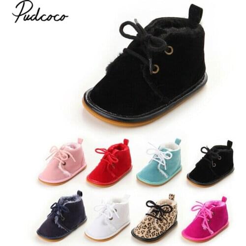 Pudcoco Winter Baby Boys Girls Keep Warm Shoes First Walkers Sneakers Kids Crib Infant Toddler Footwear Solid Boots Prewalkers
