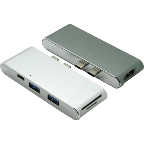 10pcs/lot 6 in 1 Type C HUB with Dual 2 Type-C Charging Port 4K HDMI SD/Micro SD Card Reader 2 USB 3.0 HUB for MacBook Pro