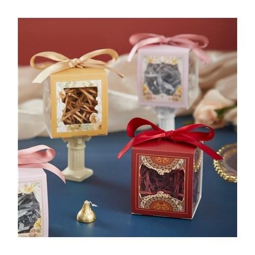 10pcs/lot Creative Wedding Supplies PVC Window Box With Ribbion Wedding Favors Gift Cookie Box For Candy Wedding Decoration