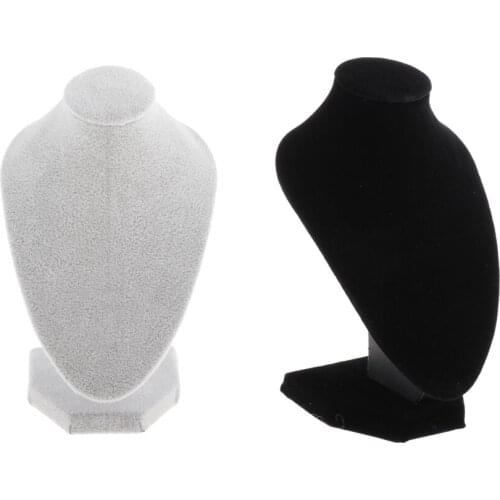2 pieces 3D Velvet Necklace Display Chain Jewelry Model Bust Stand