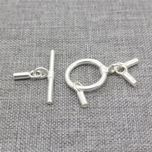 4 Sets of 925 Sterling Silver Toggle Clasps with End Cap for Bracelet Leather Cord