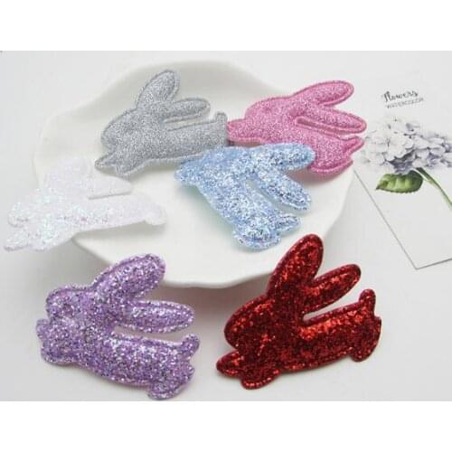 5m 30pcs/lot Padded Shiny Rabbit Applique Patches For Clothing Sew On Cloth Stickers Decoration, DIY Children Hair Accessories