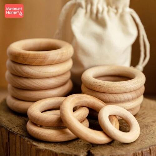 Mamihome 50pc 40mm-70mm Beech Wooden Rings Baby Teether BPA Free Wooden Blank Rodent DIY Nursing Bracelets ChildrenS Goods Toys