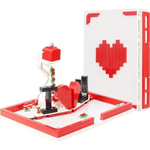 662Pcs City Valentines Day Theme Love Books MOC Building Blocks Lovers Confession Book Bricks Romance Gifts Toys Girl Friends