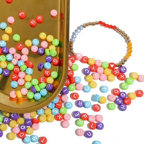 Acrylic Letter Beads Colorful Alphabet Round Flat Loose Spacer Beads for Jewelry Making Handmade DIY Kids Bracelets Earrings