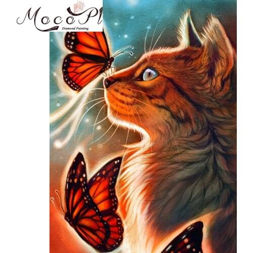 Animal Diamond Painting Full Drills 5D Diamond Embroidery Cat Mosaic of Rhinestone DIY Christmas Gift Home Decor Wall Sticker