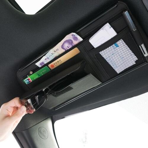 Car Sun Visor Glasses Storage Bag Interior Sunshade Plate Sunglasses Organizer Card Sunglasses Holder for Lada BMW Audi Toyota