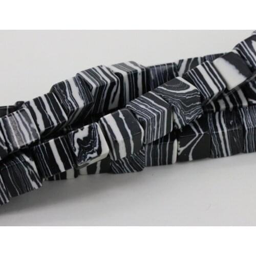 Block shape Black&white zebra malachite Turkey Stone 8x8mm loose beads 15" DIY fashion jewelry making wholesale