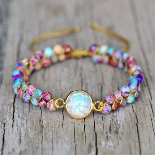 Fashion Personality Double-layer Colorful Natural Stone Woven Bracelet for Women Jewelry Gifts