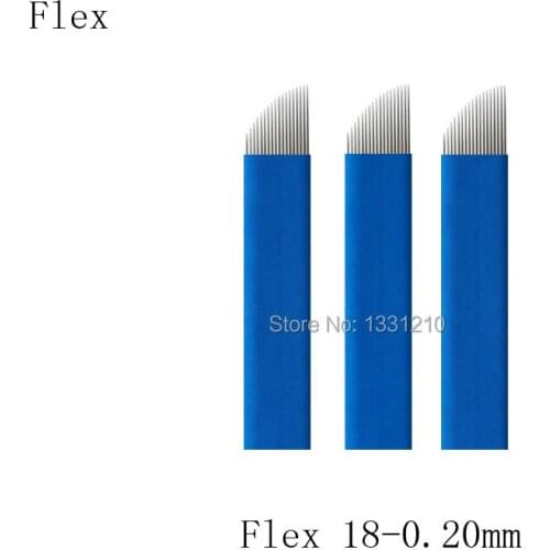 Flex 18 Blue 0.20mm Sobrancelha Blades Microblading Microblading Needles Tattoo Eyebrow Disposable Permanent Makeup Supplly