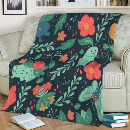 Pokemon Grass Bedding Set 1 3D Printed Shabal Blankets Are Soft Warm And Washable And Throw On The Sofa For Home Decora
