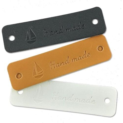 48Pcs/Lot Hand Made Leather Tags For Clothing Leather Labels For Clothes Handmade Tag For Needlework Brand Names Leather Labels