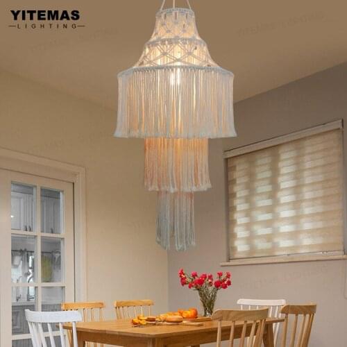 Creative woven cotton thread lamp Bohemia style homestay decoration chandelier dining room living room bedroom personality lamps