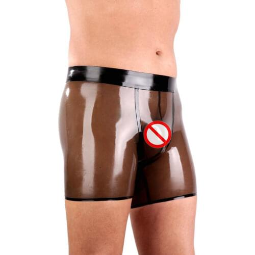 Latex Sexy Men Underwear no Zipper Rubber Panties Wet Look Underpants Fetish Male Panties Short Pants Handmade Boxer Underwear
