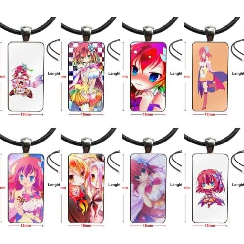 Fashion Glass Cabochon Pendant Rectangle Necklace Choker Necklace Jewelry For Women Cartoon No Game No Life Stephanie