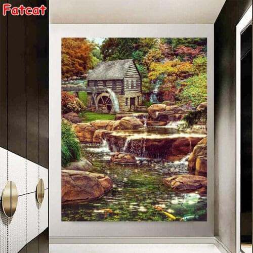 Full SquareRound Drill Diamond Painting Embroidery Mill by the Falls Rhinestone Mosaic Cross Stitch Decor PP2194
