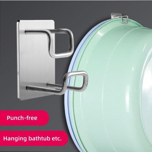 Stainless Steel Washbasin Hook Self Adhesive Kitchen Bathroom Organize Wash Basin Rack Bathtub Cutting Board Storage Hanger Hook