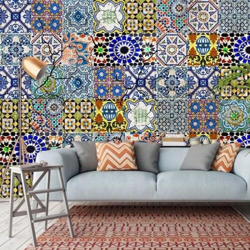 Custom 3D Wallpaper Murals Kitchen Mosaic Pattern Background Wall Waterproof Decoration Painting Modern Retro Living Room Fresco