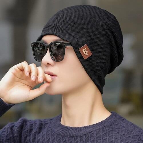 New Mens Winter Knitted Hat Fashion Soft High Quality Add Fur Lined Cap Male Thick Protective Warm Hat