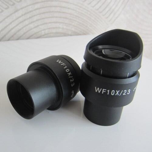 WF10X 23mm High Eyepoint Wide Angle Optical Zoom Adjustable Eyepiece Lens for Stereo Microsco with Rubber Plastic Eye Guards