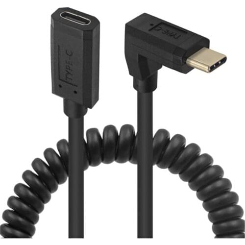 Gold Plated Spring Retractable 10Gbps Gen2 Type-C USB 3.1 Male To USB-C Female Extension Data PD Charging Cable Extender Cord