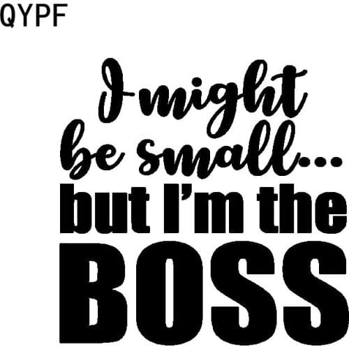 QYPF 14CM*13.9CM Fun I Might Be Small But I'm The Boss Car Stickers Decal Black Silver Vinyl C15-2617