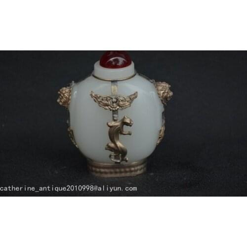 Rare old QingDyansty glass&silver tiger snuff bottle ,the best collection,free shipping