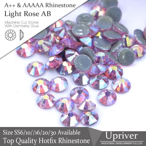Upriver A++ 1440pcs/288pcs Loose Iron On Shiny Strass SS6-SS30 Light Rose AB Hotfix Rhinestone For Bridals Designs