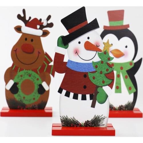 Merry Christmas Wooden Desktop Decor Santa Claus Christmas Decoration for Home Gifts Xmas Ornaments Navidad New Year 2021 Noel