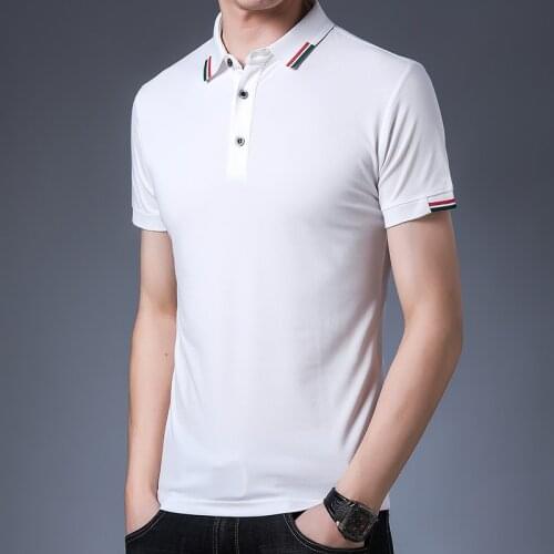 TFU Men New Summer Short Sleeve Turn-over Collar Polo Shirts Men Slim Tee Tops Casual Breathable Solid Color Business Sweatshirt