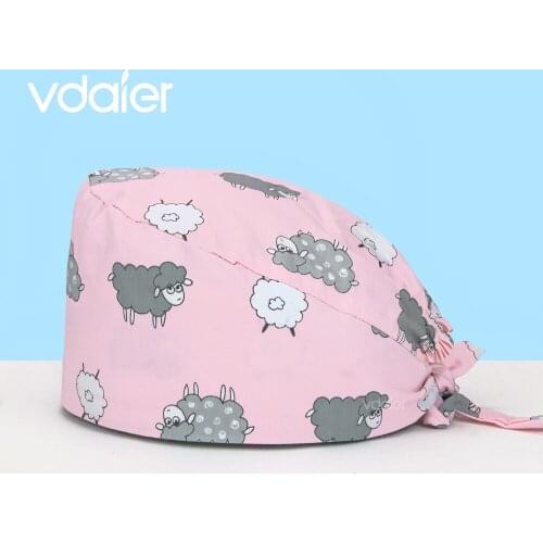 Cute printed 100% Cotton Doctor nurse Women and men scrub surgical cap Pet vet Beauty Salon nursing cap lab work cap