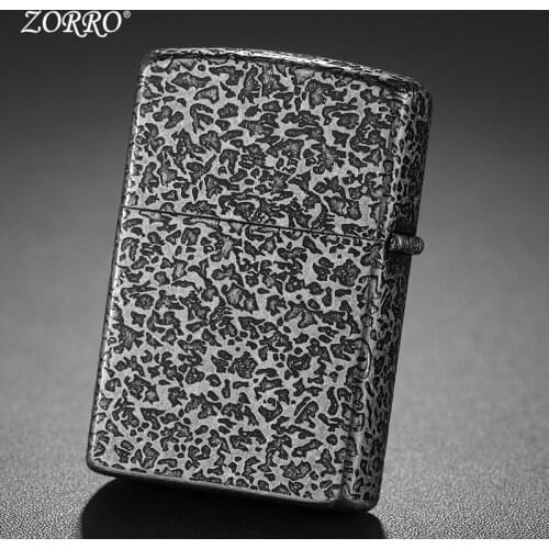 Zorro Kerosene Wheel Lighter Retro Vintage Windproof Stone Pattern Lighter Creative Mens Smoking Accessories Tool