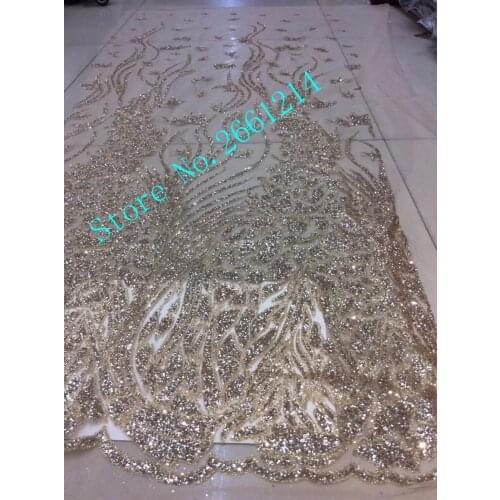 Hot sale embroidered mesh material BZL-18558 Good looking with glued glitter French net lace fabric for party dress