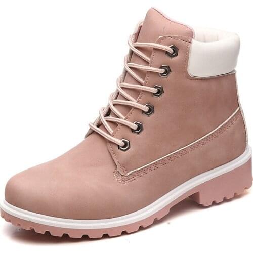 Autumn Winter Shoes Women Plush Snow Boot Heel Fashion Keep Warm Womens Boots Woman Size 36-42 Ankle Botas Pink