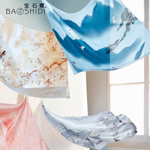 Jewel butterfly mulberry silk scarves womens versatile silk big square scarf shawl Hangzhou silk scarf