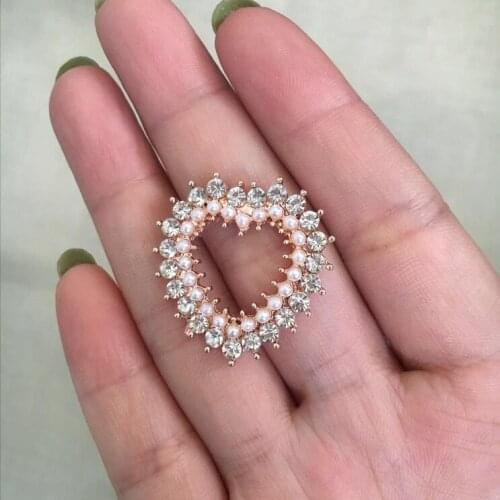 3 Pieces/lot 18mm Width Flat Back Rose Gold Button For Invitation Alloy Rhinestone Button Pearl Button Decoration For Wedding