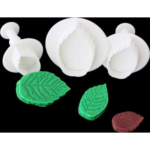 3pcs Fondant Rose Leaves Mold Cake Cutter Cookies Sugarcraft Decorating Tool Cake Baking DIY Tools Cake Cutters