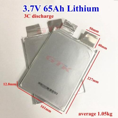 4pcs 3.7v 65Ah lithium ion battery 3.7v 65Ah lipo cells 3C-5C discharge for 12V 24v 48V ebike motorcycle solar power tools RV